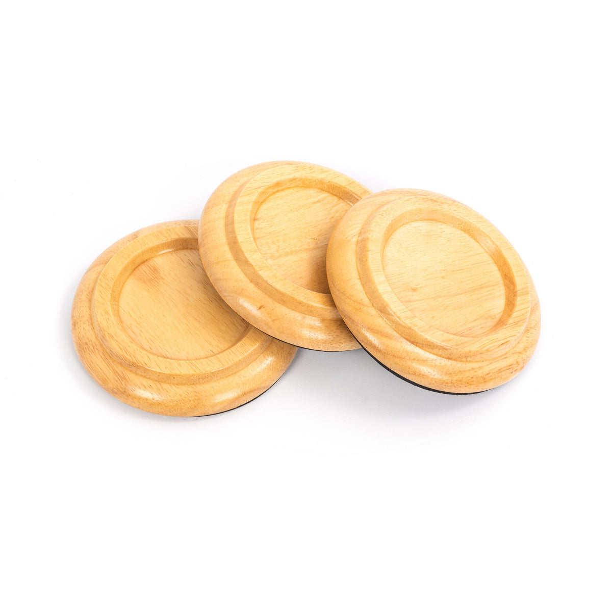 Piano Workshop set of 3 white oak wood castor cups for grand piano