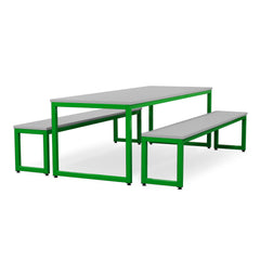 Monarch dining table & bench set with grey top - Apple green