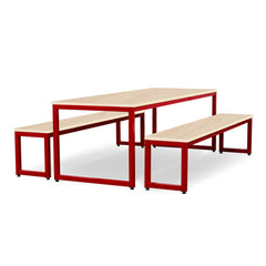 Monarch dining table & bench set with maple top - Red
