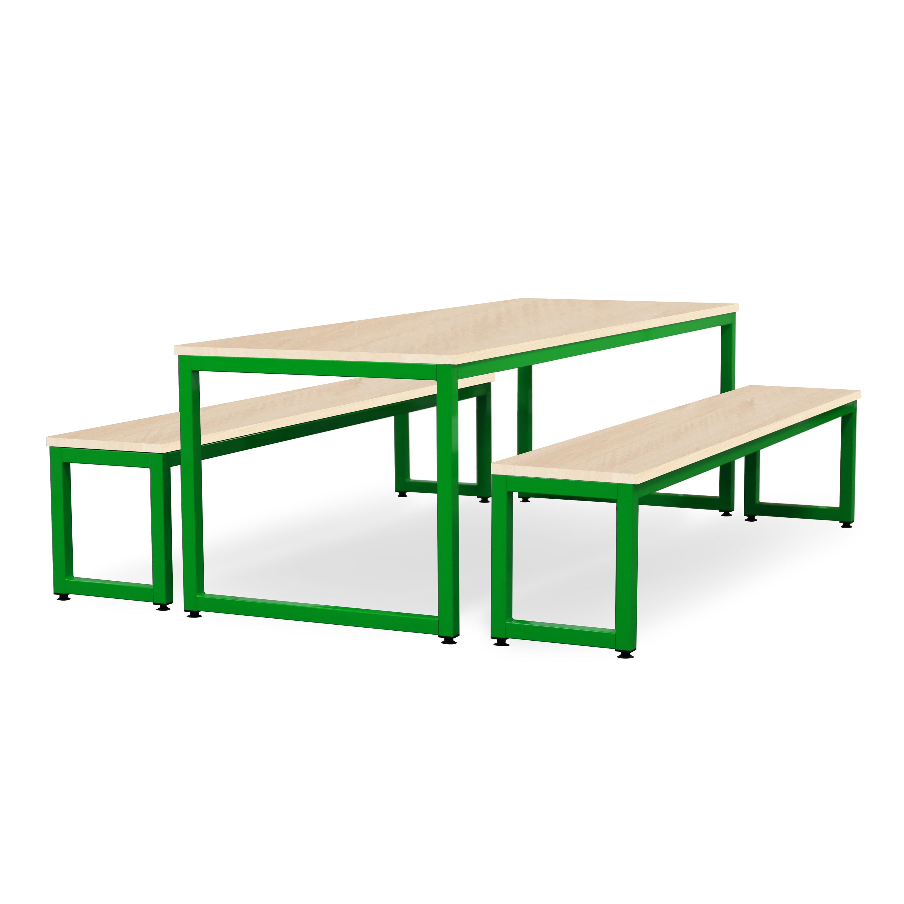 Monarch dining table & bench set with maple top - Apple green