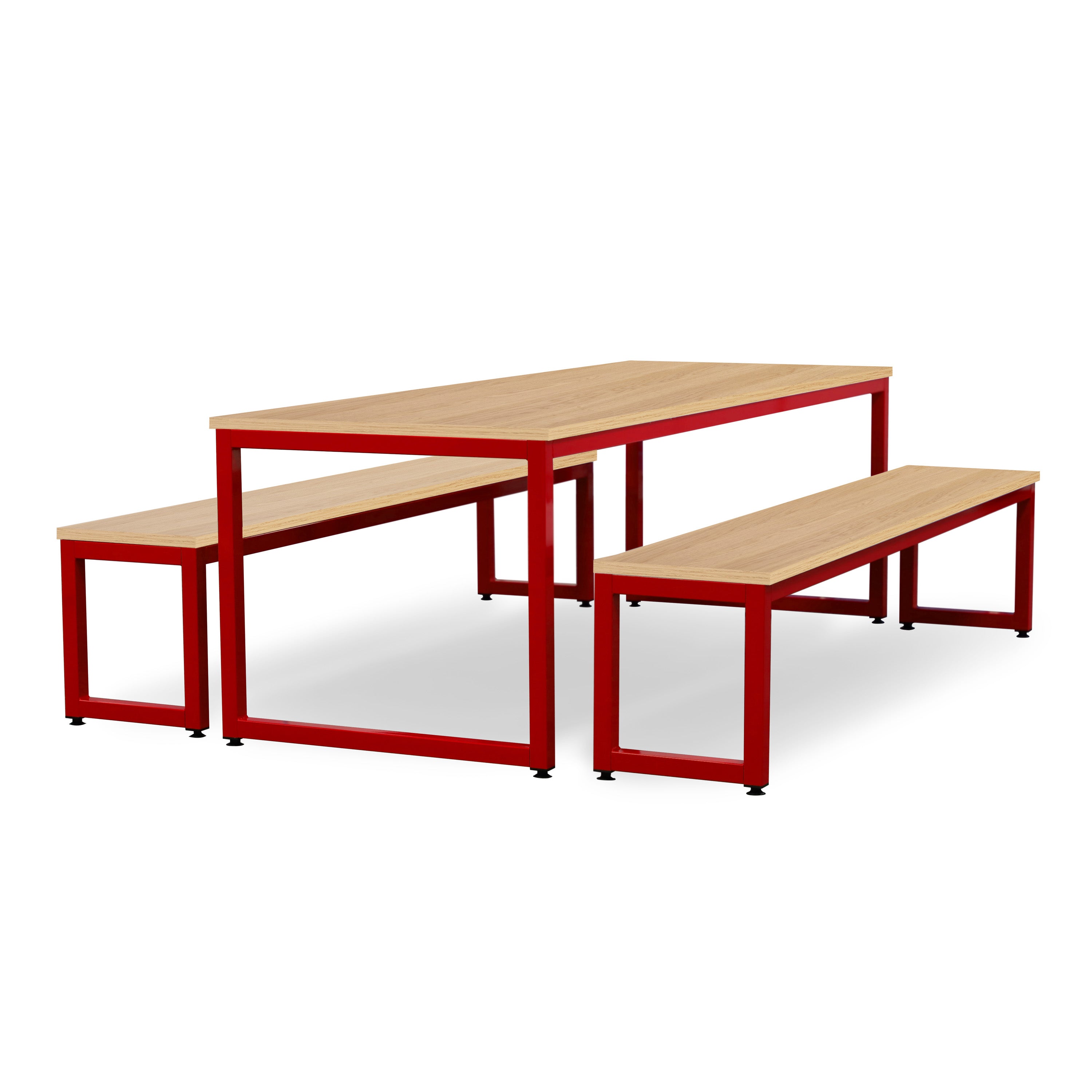 Monarch dining table & bench set with oak top - Red