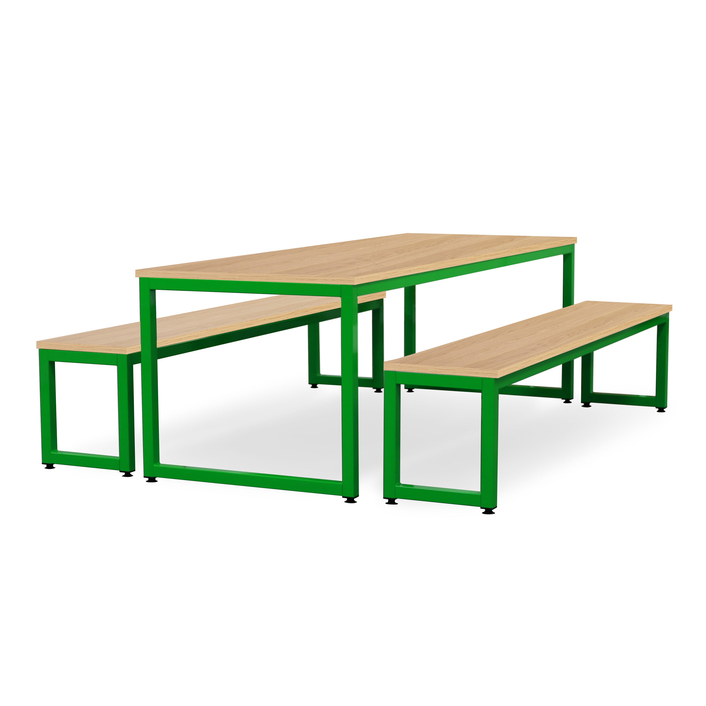 Monarch dining table & bench set with oak top - Apple green