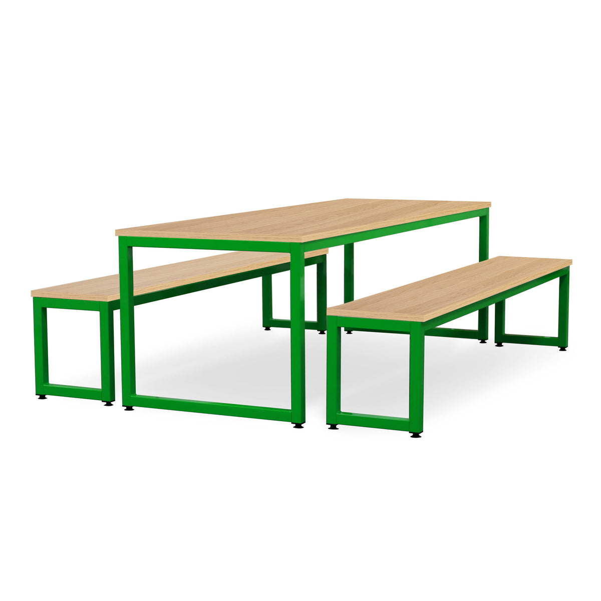 Monarch dining table & bench set with oak top - Apple green