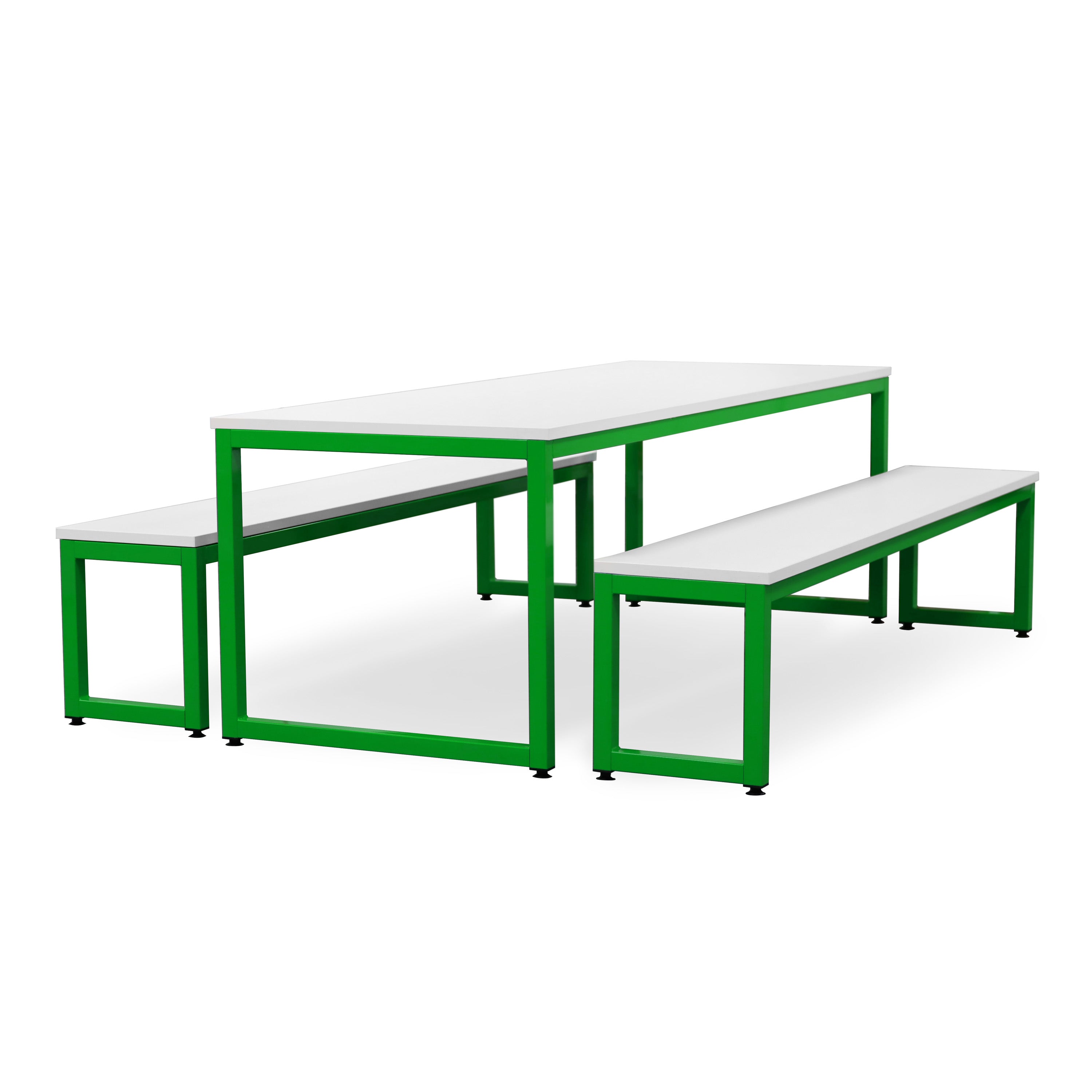 Monarch dining table & bench set with white top - Apple green