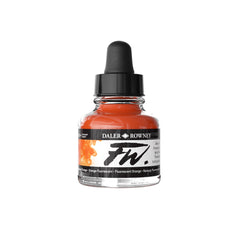Daler Rowney fluorescent orange acrylic ink in 29.5ml bottle, suitable for art and craft painting projects