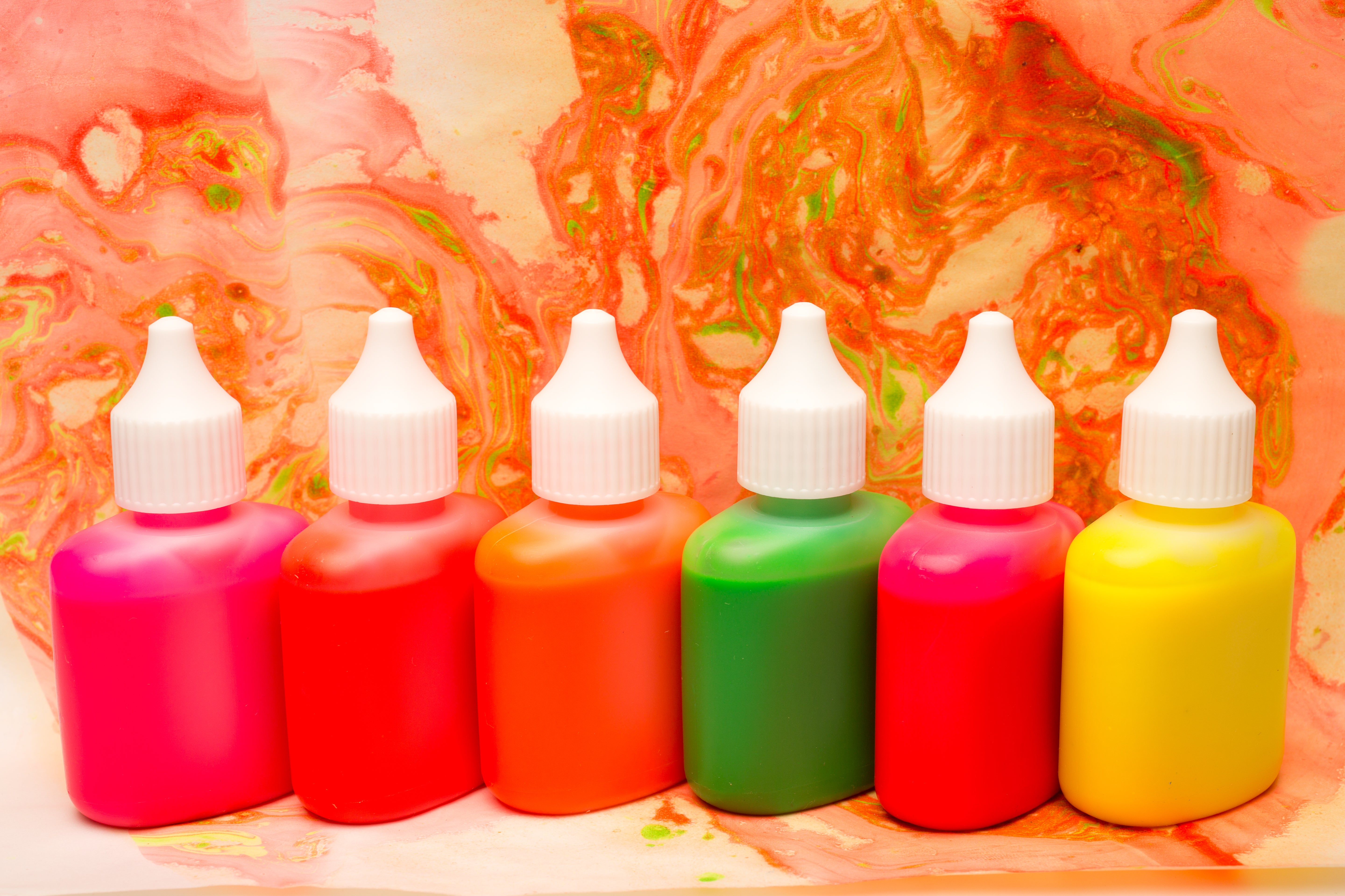 SCOLA MARBLING INK ASSORTED FLUORESCENT 25ML 6PCS