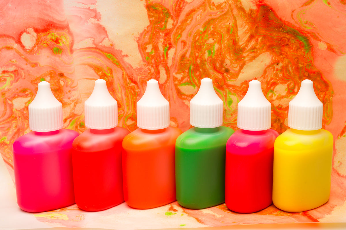 SCOLA MARBLING INK ASSORTED FLUORESCENT 25ML 6PCS