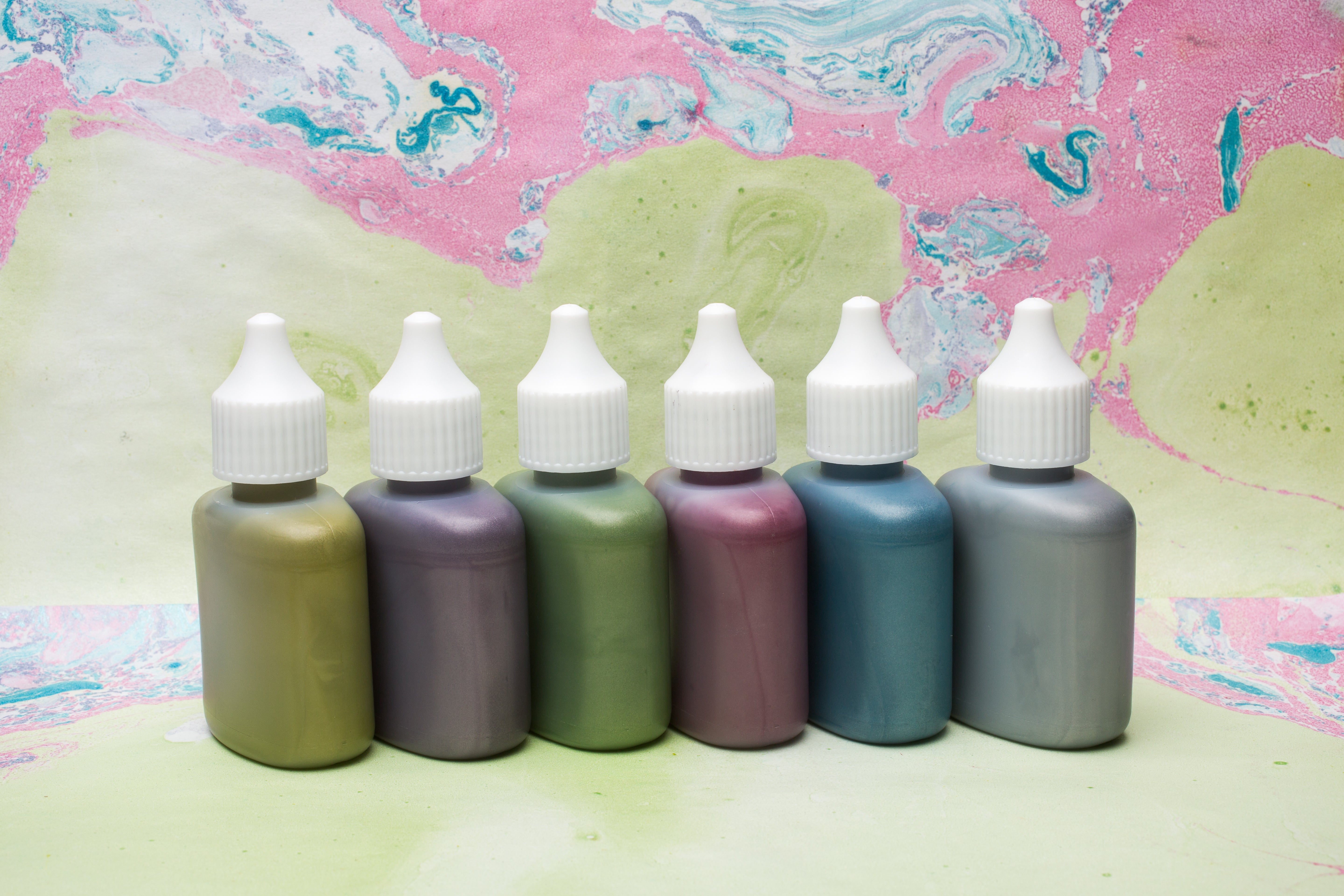 SCOLA MARBLING INK ASSORTED METALLIC 25ML 6PCS
