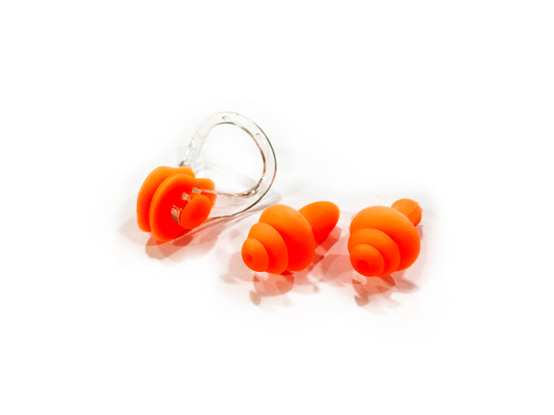 DS Swim Silicone Soft Ear Plugs & Nose Clip - Orange