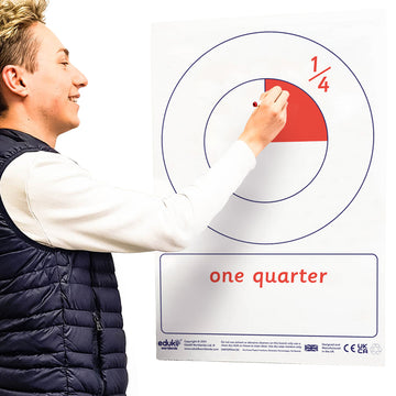 Teacher Dry Wipe Fraction, Decimal, Percentage, Pie Board , each