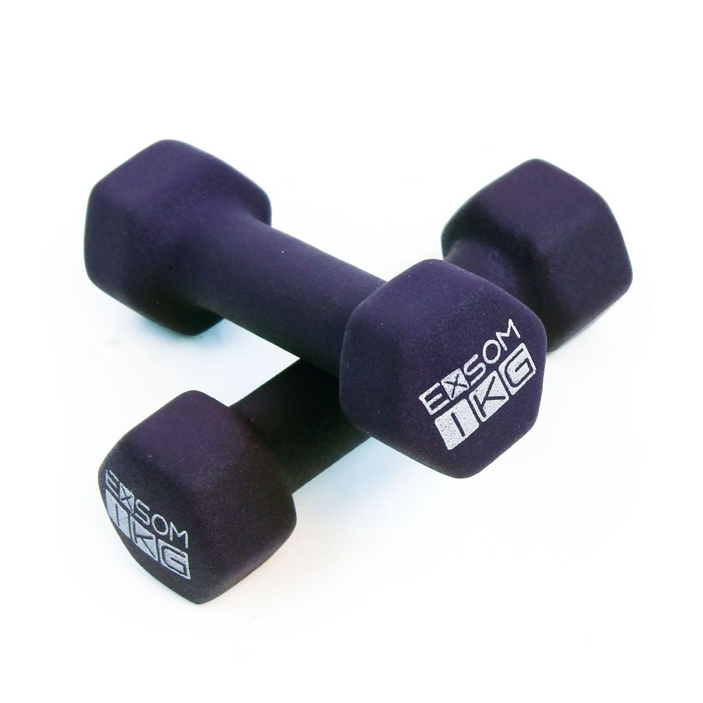 EXSOM NEOPRENE DUMBBELLS 1KG, PURPLE, PAIR