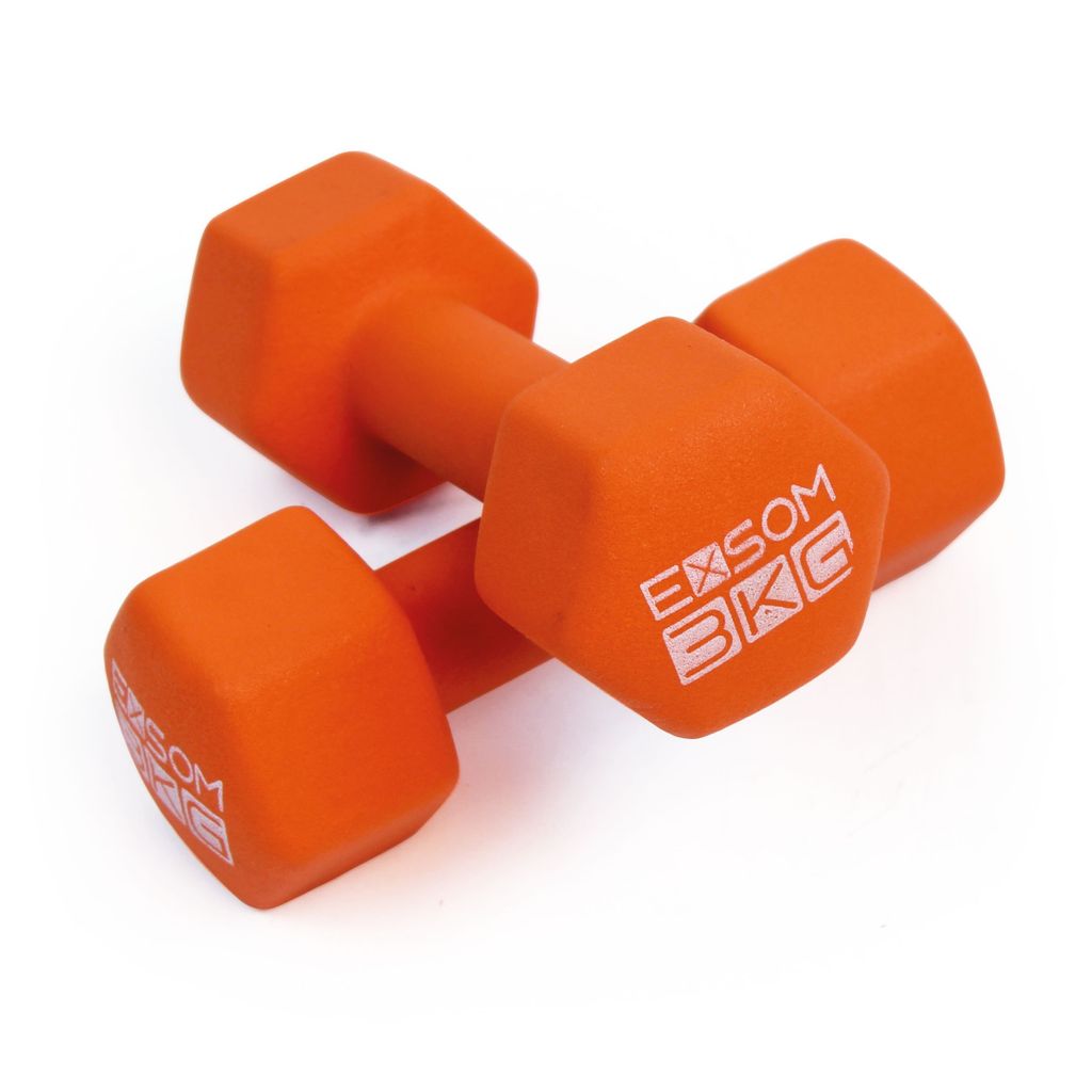 EXSOM NEOPRENE DUMBBELLS 3KG, ORANGE, PAIR