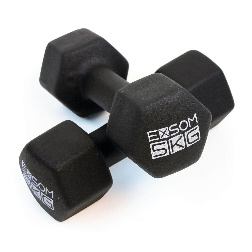 EXSOM NEOPRENE DUMBBELLS 5KG, BLACK, PAIR
