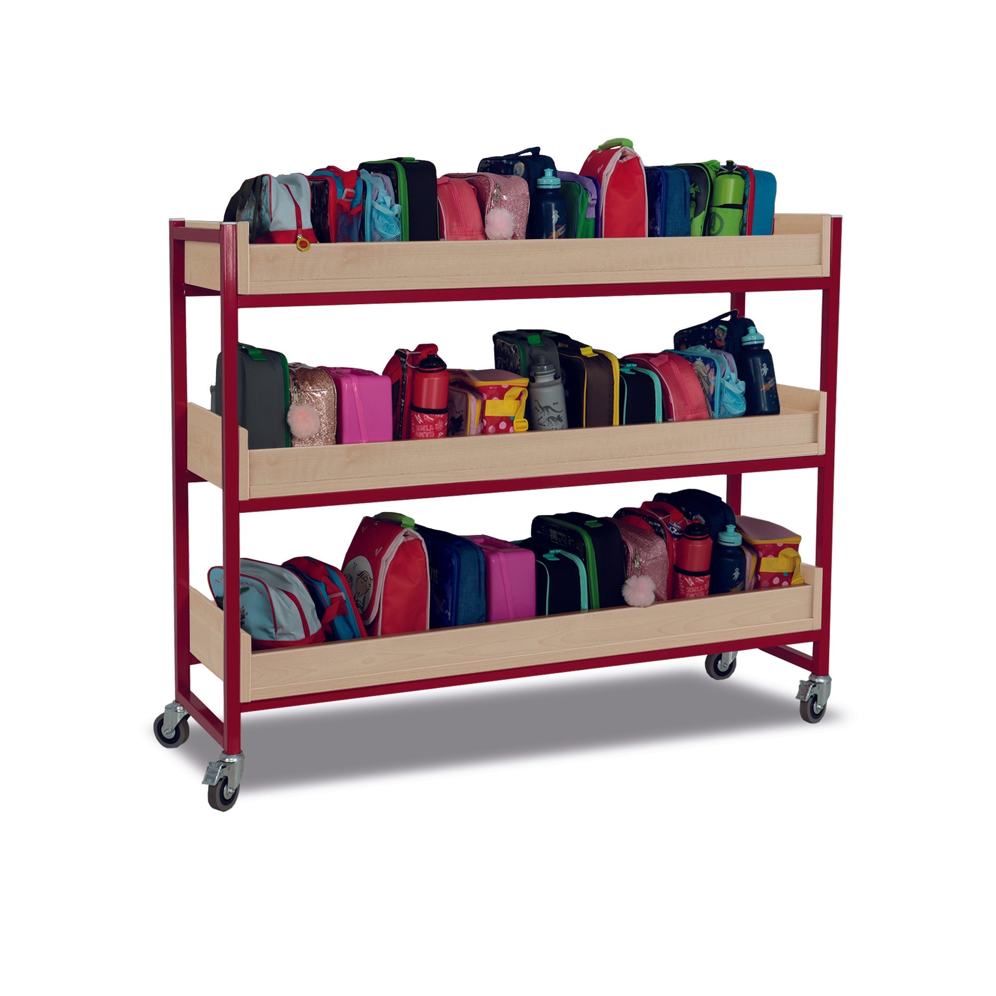 Monarch heavy duty large classroom storage trolley - Red
