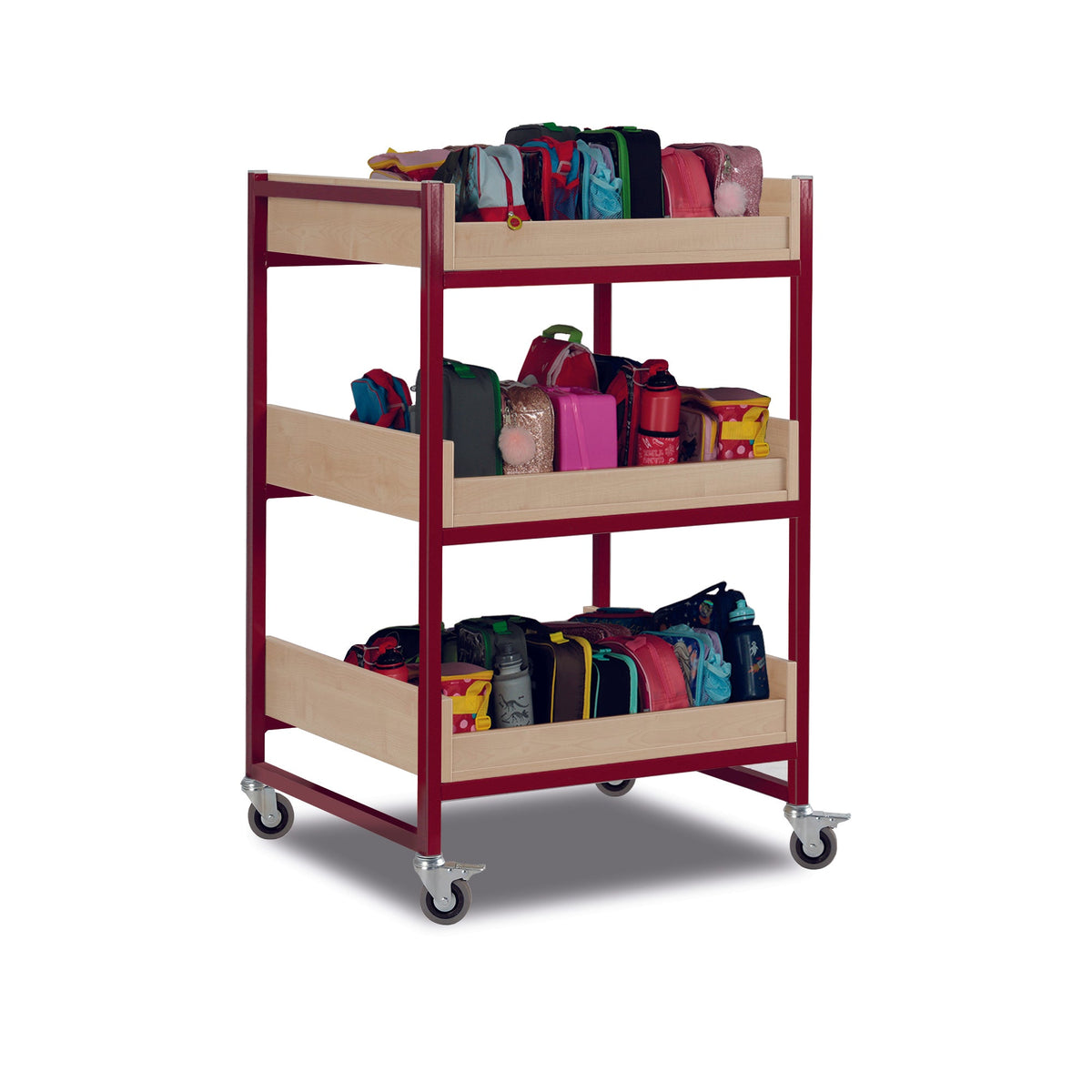 Monarch heavy duty medium classroom storage trolley - Red