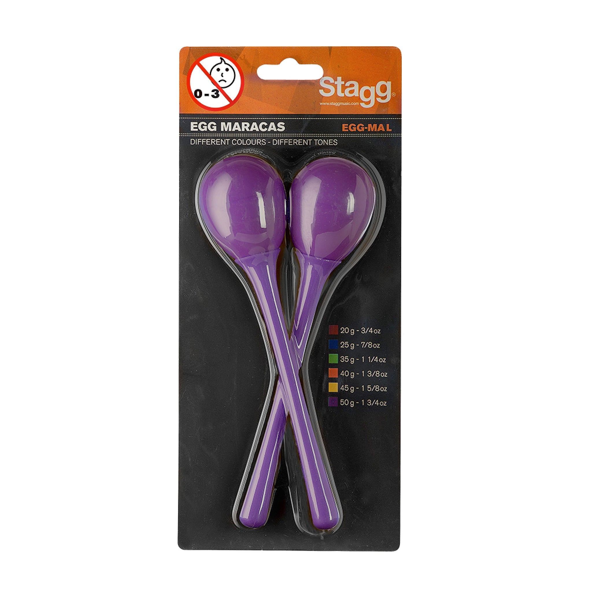 Stagg egg shakers pair with long handles - Purple