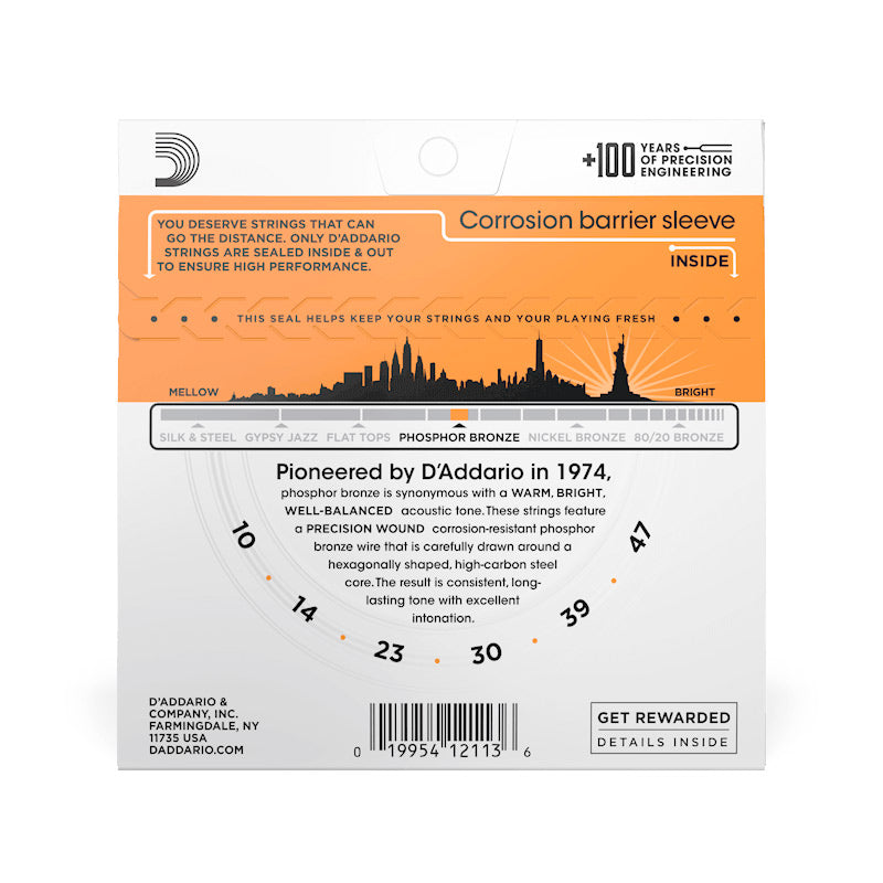 D\'Addario Phosphor Bronze Acoustic Guitar String Set - Extra Light