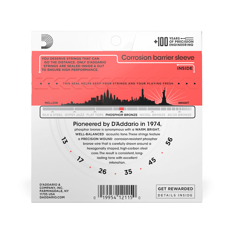 D\'Addario Phosphor Bronze Acoustic Guitar String Set - Medium