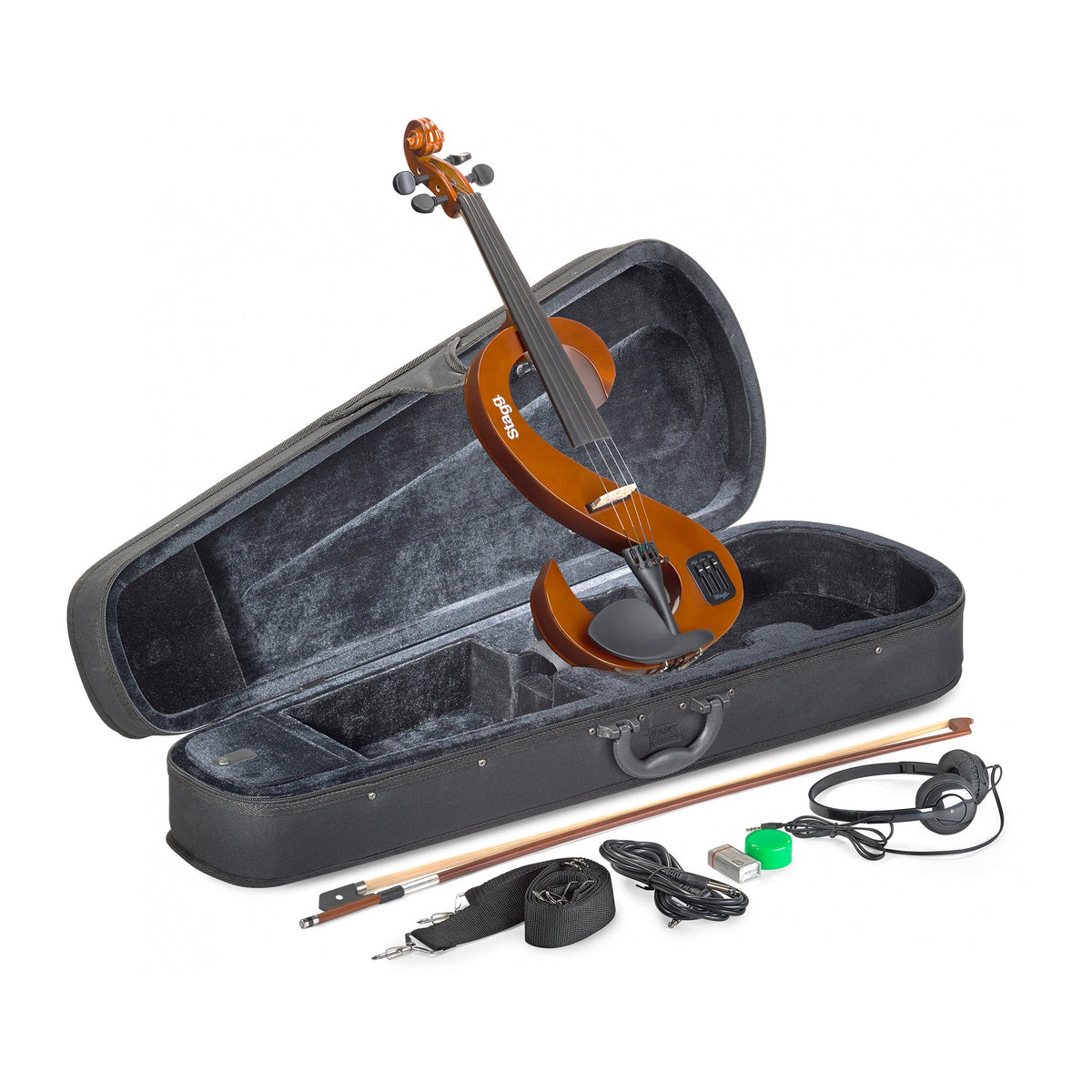 Stagg silent s-shaped electric violin outfit - Violin burst