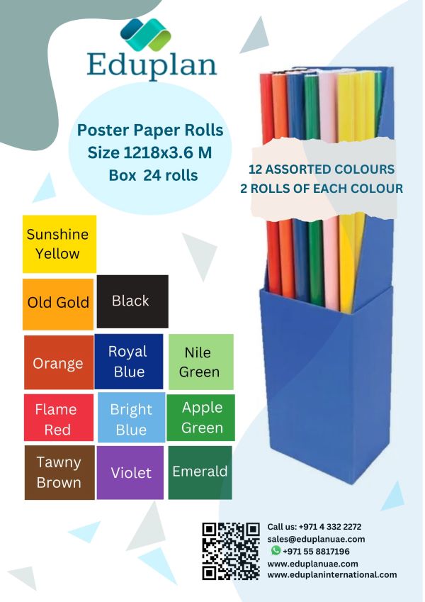 Eduplan Poster Paper Roll 1218x3.6 M assorted color box-24 (2