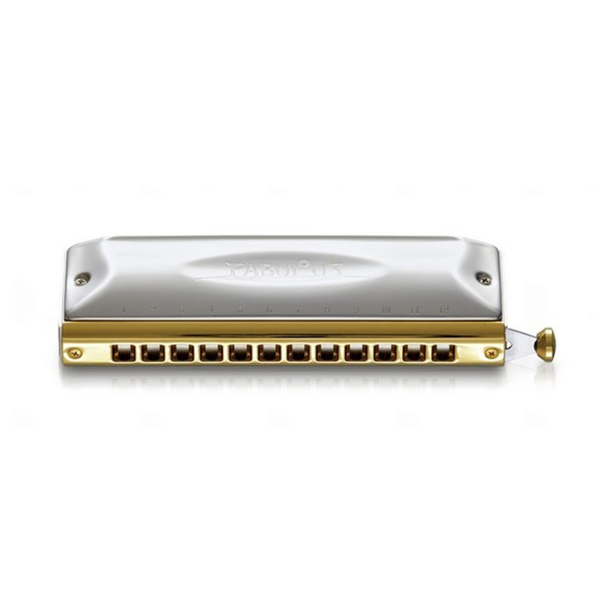 Suzuki Fabulous 12-hole chromatic harmonica in C – Straight-alignment slide, square mouthpiece