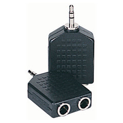 Budget splitter with 3.5mm stereo plug to 2 x 6.35mm stereo sockets