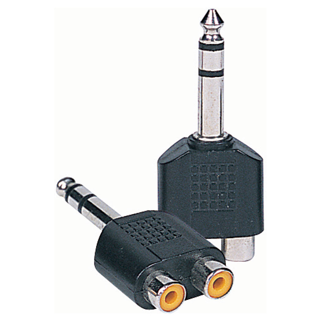Budget 6.35mm stereo plug to 2 x RCA phono sockets
