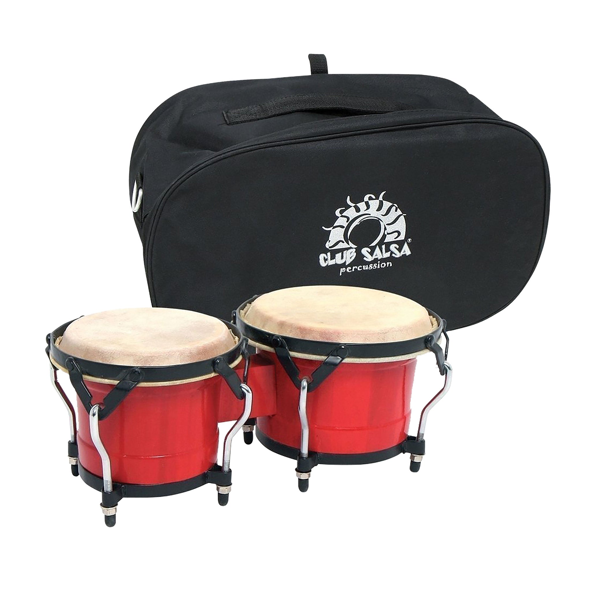 Club Salsa bongos in red with black hardware