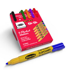 Show-me Flipchart Markers - Pack of 6 Bullet-Tip Assorted