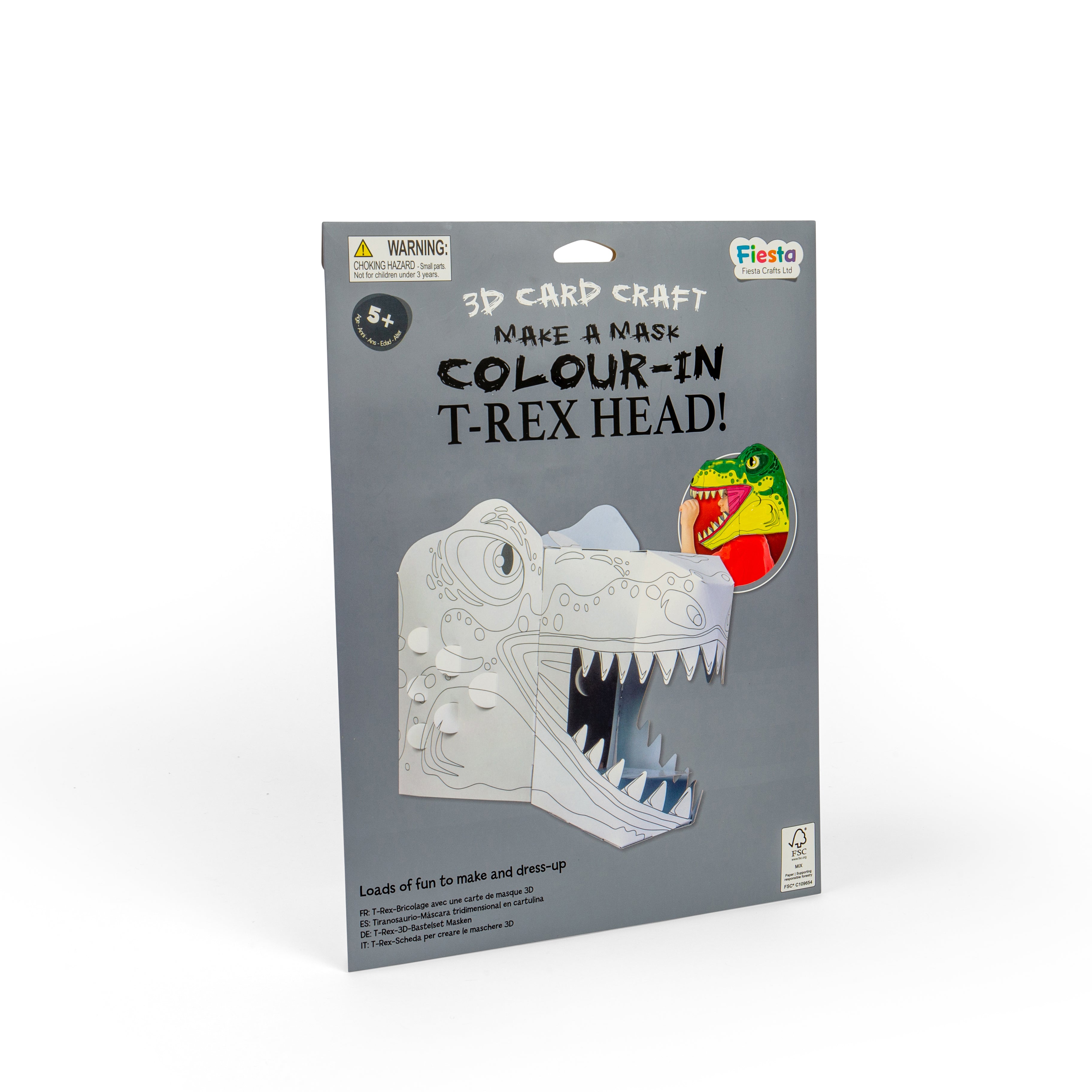 T-Rex Colour-in 3D Mask Card Craft (5 Years +)