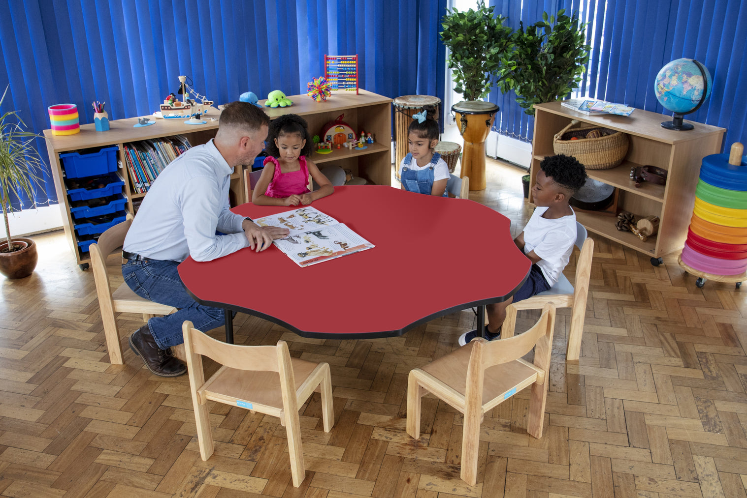 Tuf-Top™ Height Adjustable Flower Table Red