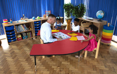 Tuf-Top™ Height Adjustable Horseshoe Top Table Red