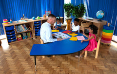 Tuf-Top™ Height Adjustable Horseshoe Top Table Blue