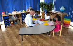 Tuf-Top™ Height Adjustable Horseshoe Top Table Grey