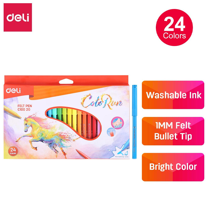 DELI SKETCH PEN 24 COLOR PVC BAG WASHABLE