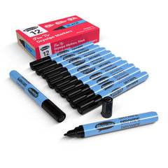 Show-me Box 12 Fine Tip Slim Barrel Drywipe Markers - Black