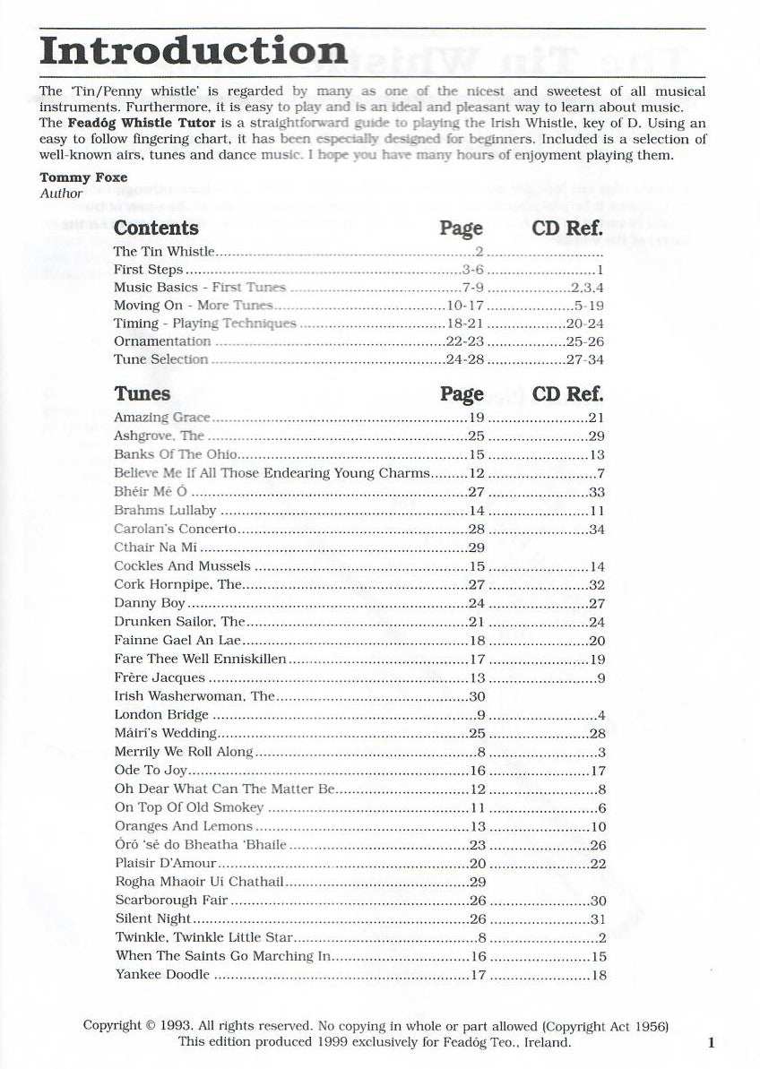FeadÃ³g Tin Whistle Tutor Book