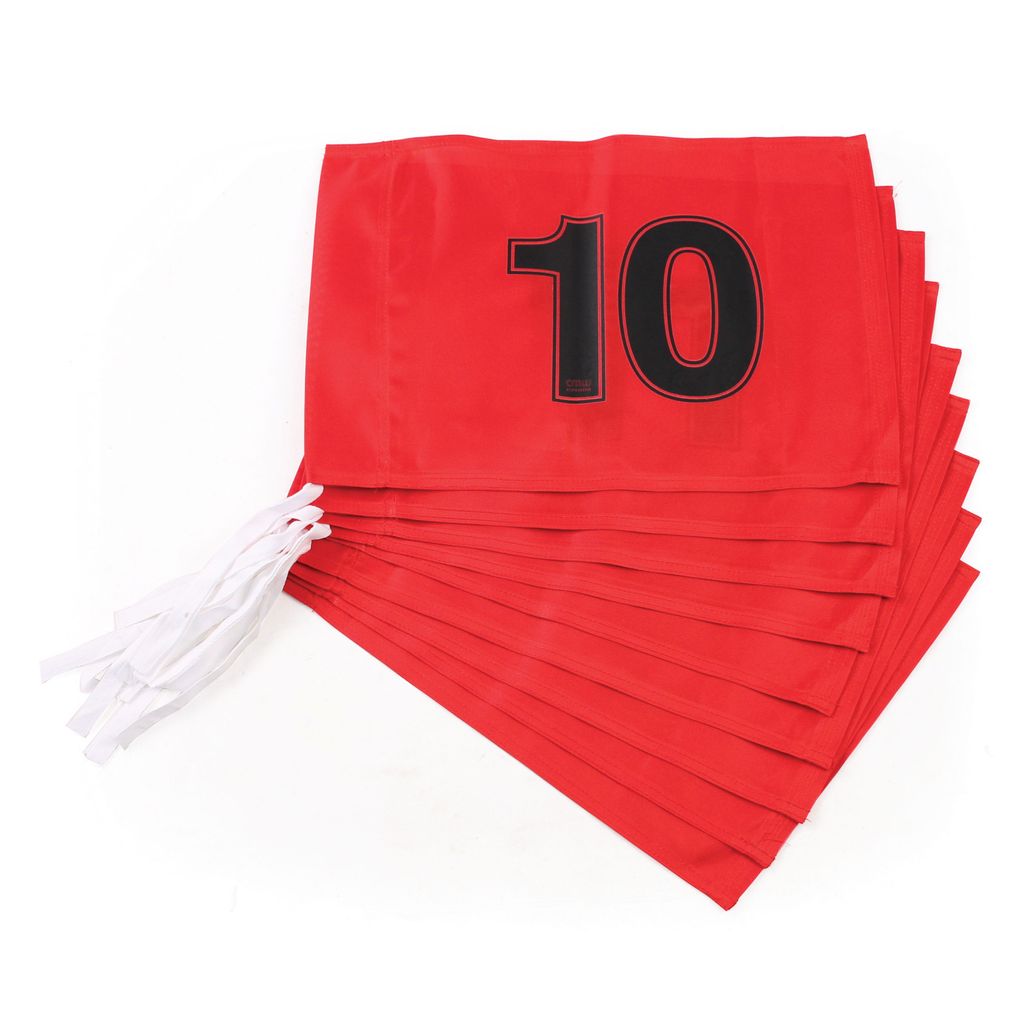 NUMBERED GOLF FLAG POLYESTER, RED, NUMBERED 10-18