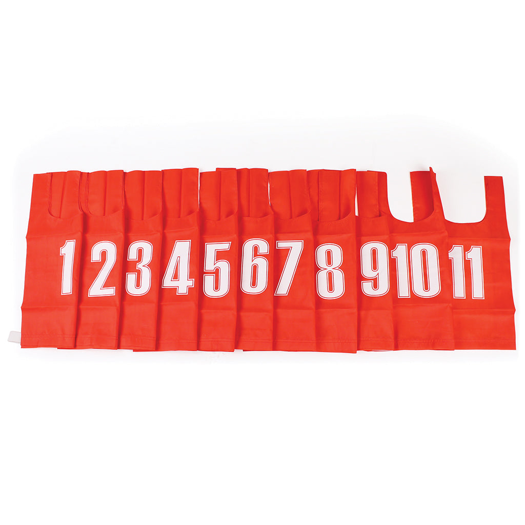 NYLON BIB MEDIUM, RED, SET OF 11, PRINTED 1 - 11