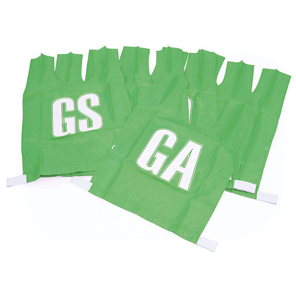 NETBALL BIB NYLON, LARGE, GREEN, SET OF 7