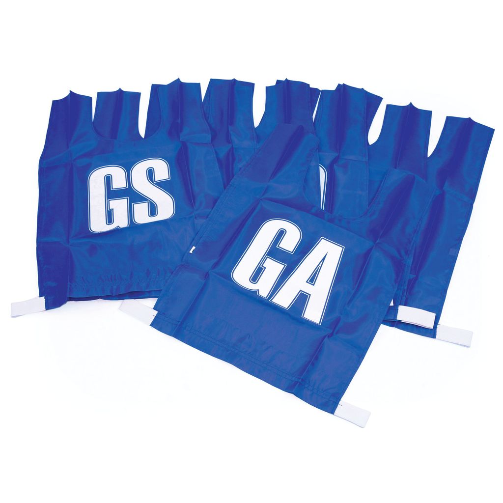 NETBALL BIB NYLON, MEDIUM, BLUE, SET OF 7