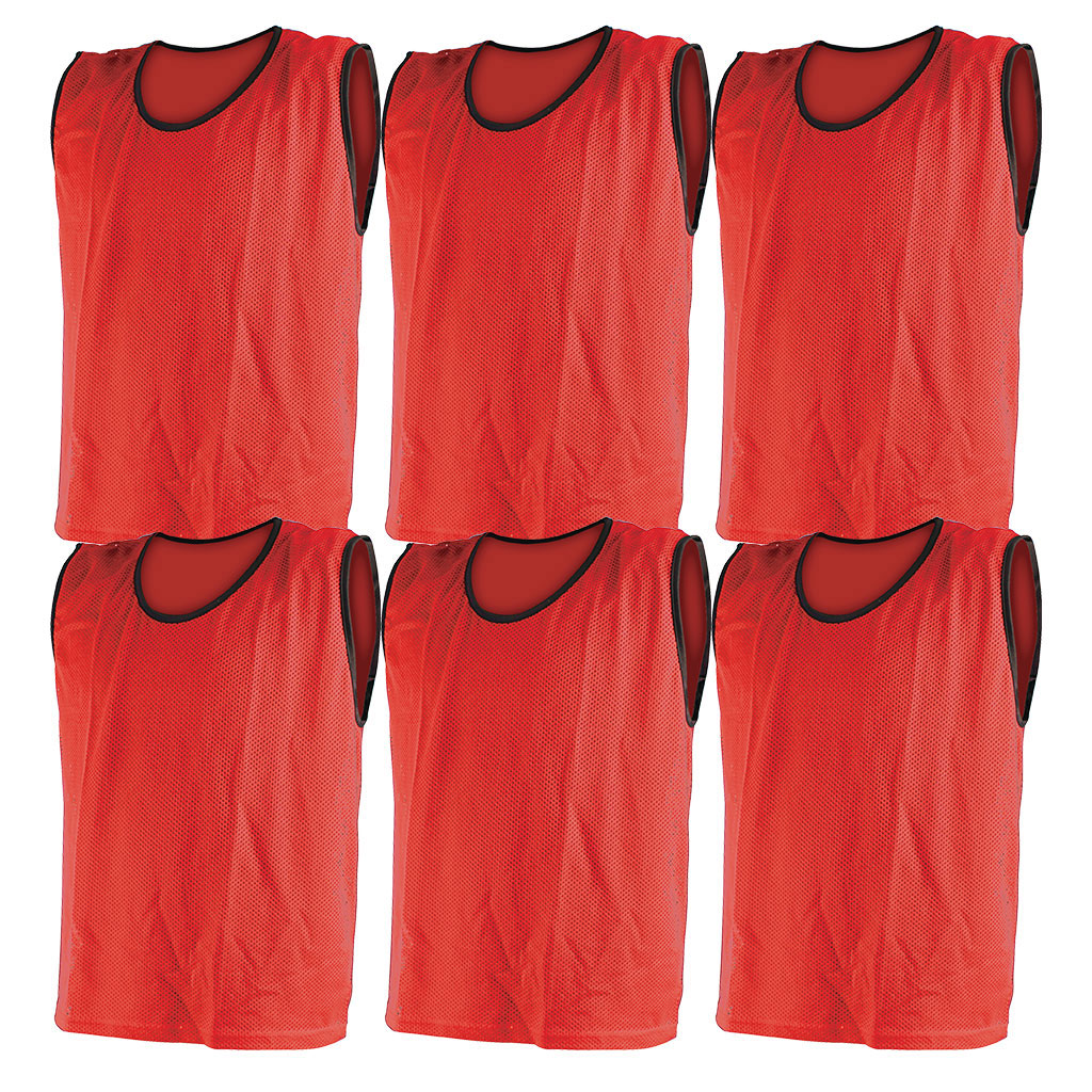 MESH TRAINING BIB LARGE, RED, SET OF 6