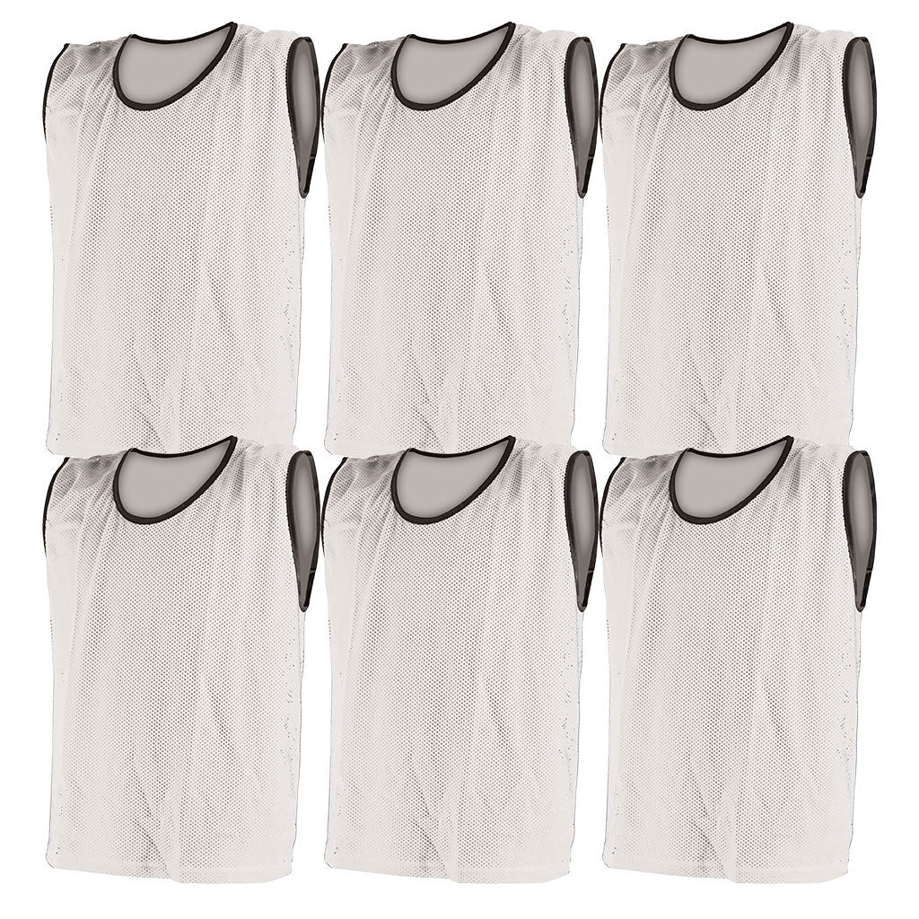 MESH TRAINING BIB MEDIUM, WHITE, SET OF 6