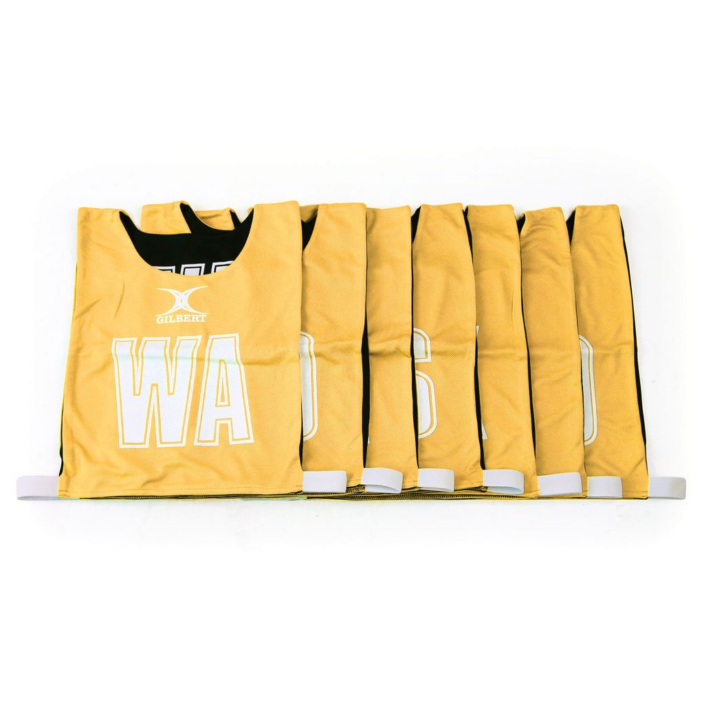 GILBERT REVERSIBLE NETBALL BIB AMBER/BLACK, LARGE