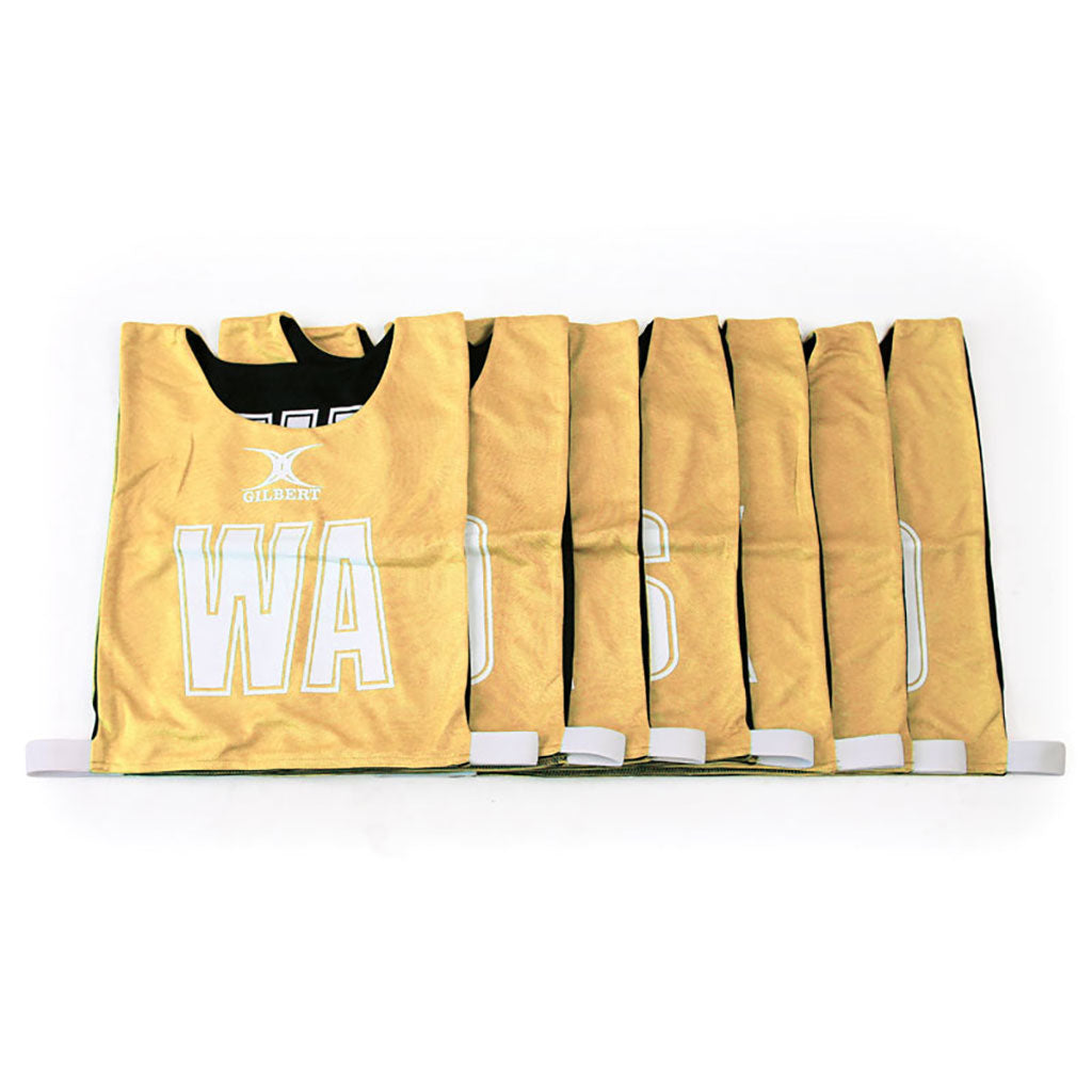 GILBERT REVERSIBLE NETBALL BIB AMBER/BLACK, MEDIUM
