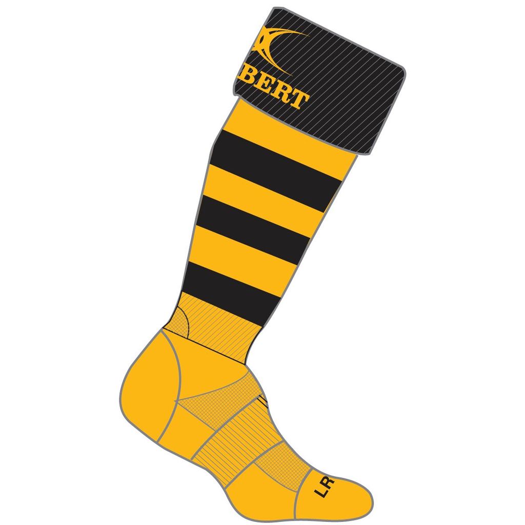 GILBERT KRYTEN II RUGBY SOCKS AMBER/BLACK, JUNIOR 3-6