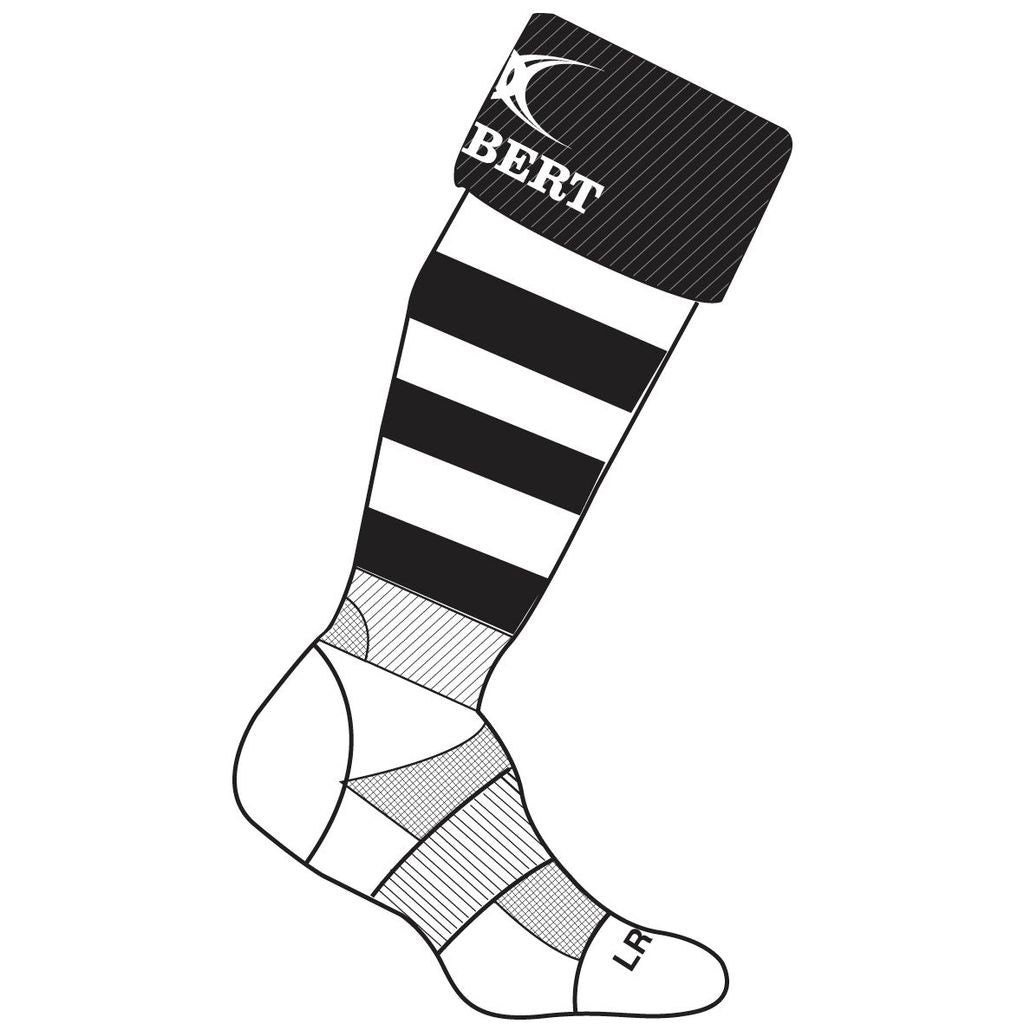 GILBERT KRYTEN II RUGBY SOCKS BLACK/WHITE, JUNIOR 3-6