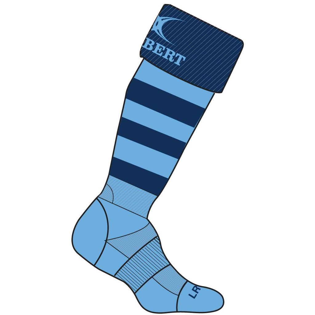 GILBERT KRYTEN II RUGBY SOCKS NAVY BLUE/SKY, JUNIOR 3-6