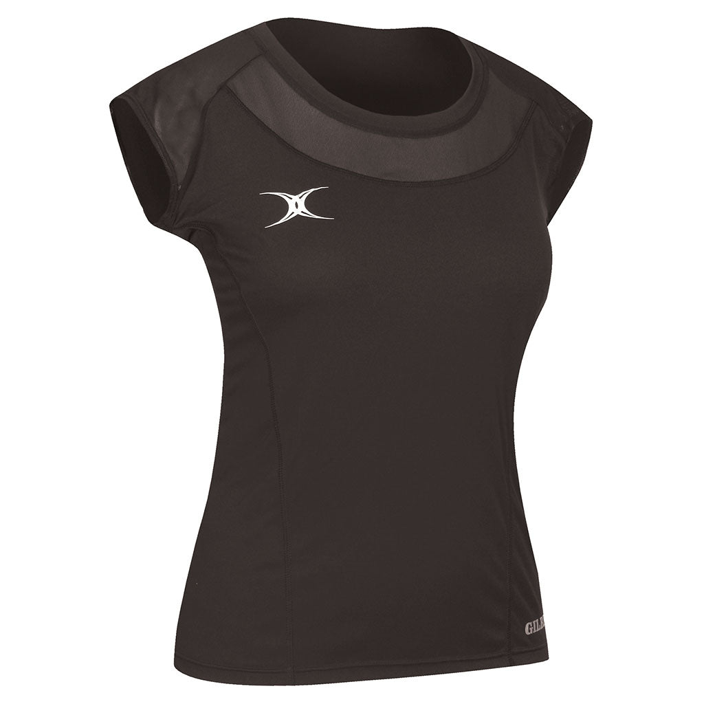 GILBERT VIXEN NETBALL TOP BLACK, SIZE 16