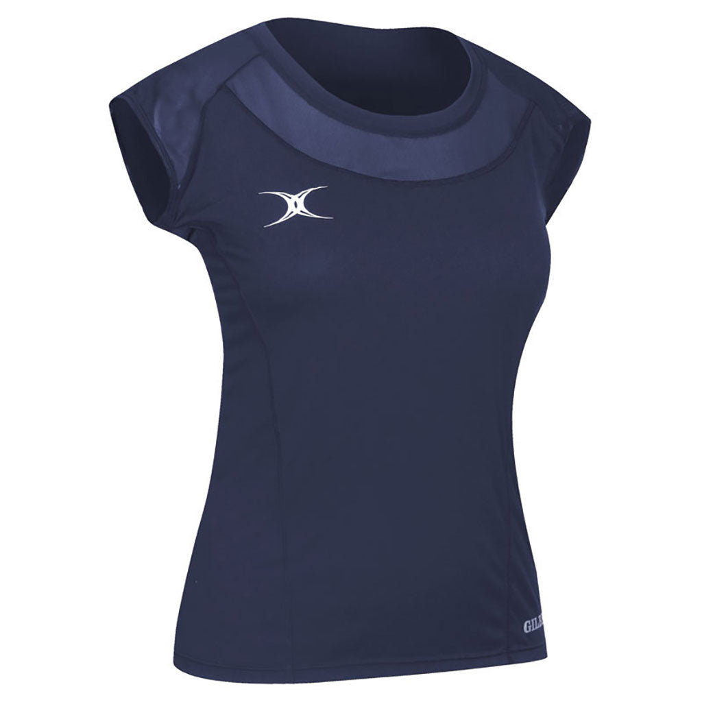 GILBERT VIXEN NETBALL TOP NAVY BLUE, SIZE 16